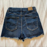 American Eagle  Next Level Stretch Distressed Dark Denim frayed shorts  S… Photo 2
