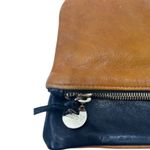 Clare V. Carryall Brown Leather Fold Over Wallet Clutch Purse Pouch Bag W/ Tabs Yellow Photo 1