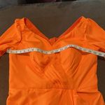 Women’s Orange Full Length Long Sleeve Dress Leg Slit Corset Back Size 14 *READ Photo 10