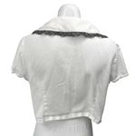 Black Friday White Lace Collar Short Sleeve Button Up Shirt Blouse Crop Top 16 Photo 1