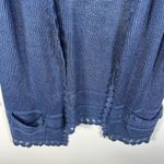 Ralph Lauren Lauren  Navy Blue Open Cardigan Womens Sz Medium 100% Linen Crotchet Photo 3