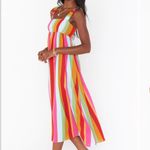 NWT Show Me Your Mumu Fling Midi Dress in getaway stripe. Rainbow colored Red Photo 2