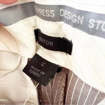 EXPRESS Editor Pant Size 2 Tan Khaki Metallic Stripe Dressy Pants Workwear New Photo 3