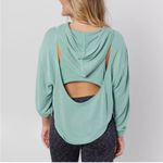 Free People Movement Back Into It Open Back Hoodie Hooded Sweatshirt Medium Green Photo 1