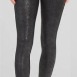 Spanx  Foiled Black Snakeskin Leather Leggings Size L Photo 0
