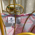 Caribbean Joe Teal Blue & Pink Floral Asymmetric 3/4 Sleeve Dress Size L Photo 3