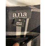 a.n.a . Boho Top Womens Sz Med Black Plaid Rayon Wide Sleeve Tiered Peplum Button Photo 2