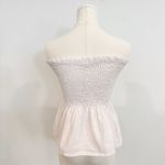 La Comet Cotton Linen Smocked Peplum Tube Top Pink White Girly Cottage Large Photo 6