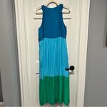 J. Jill Color Block Tiered Maxi Tank Dress Large Blue Aqua Green Sleeveless Photo 4