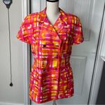 vintage 80s Teri Jon‎ by Rickie Freeman silk 2 piece skirt suit size 12 summer Red Photo 5