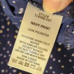 Lush Clothing Lush Navy Blue All Over Print Pullover Casual Long Sleeve Sheer Blouse Top Large Photo 7