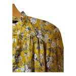 ZARA  Shirt Women Small Yellow Floral Print Jacquard‎ Ruffle Front Blouse Boho Photo 6