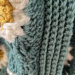 Handmade Floral Crochet Cardigan - Teal with Yellow and White Flowers Photo 2
