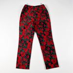 Finders Keepers Finders Red Black Jacquard Floral Flower Print Pattern Slim Ankle Crop Pants S Photo 3