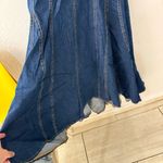 Tractr Denim Farm Western Boho Pleated Tank Zip Back Midi Dress Medium Blue Photo 3