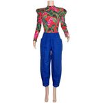 Farm Rio  High Waisted Buttoned Blue Pants, Navy Blue, Small Photo 12