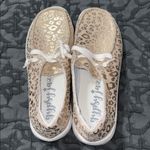Gypsy Jazz size 10 rose gold animal print slip on shoes with laces new w/out box Tan Photo 2