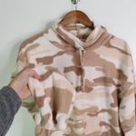 Derek Heart  Neutral Camo Drawstring‎ Cowl Neck Fleece Pullover L Photo 1