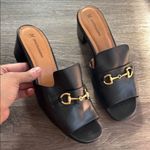 Johnston & Murphy  Black Leather Sandals 11M Elegant Slip on Heeled Shoes Photo 0