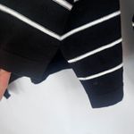 Adrianna Papell Black White Striped Long Sleeve Floral Knit Sweater Size Large Photo 4