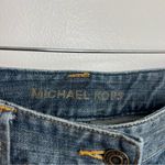 Michael Kors  Y2K Dark Wash Denim Front Pleat Midi Skirt Photo 3