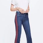 EUC Mother Women's Jeans with Red Stripe. Size 24 “the looker ankle fray” style Blue Photo 0