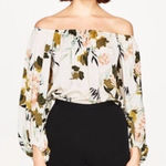ZARA  Floral Balloon Sleeve Off-Shoulder Bodysuit Top Photo 0