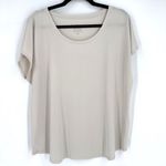 Chico's  Short Sleeve Stretch Travel Beige Cream shirt‎ Size XL Neutral Photo 1