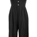 Madewell 100% Linen Black Sleeveless Cami Camisole Wide Leg Romper Jumpsuit Sz 0 Photo 0