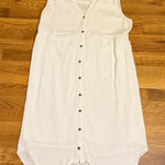 Knox Rose  Womens XL White Sleeveless Button V-neck Babydoll
Shirt Dress Bohemian Photo 0