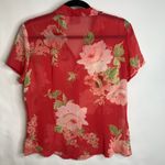 Emma James  Sheer Coral Pink Floral Blouse Sz 12 Photo 5