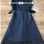 Self Portrait Self-Portrait Neoprene Black & Navy Flared Fringe Dress size 6 /SMALL Photo 7