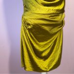 Pretty Little Thing  x Naomi Campbell Chartreuse Satin Extreme Cowl Bodycon Dress Photo 8