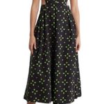 Topshop NWT  Cutout Fit & Flare Cotton Dress Black Green Photo 4