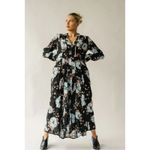 Free People  Bohemian Hippie Flower Child Back At It Maxi Dress Black Medium Photo 12