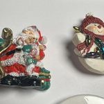 Christmas Holiday Brooch Pin Lot Of 4 Santa, Snowman, Gingerbread Man, Bells Photo 4