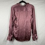 Madewell  Pink Satin Button‎ Up Darted Top Photo 5