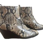 Treasure & Bond Wedges Boots Faux-Snakeskin Print Ankle Booties Black Tan 7 Photo 1