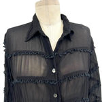 Cleobella  Autumn Sheer Blouse Black Button Down Size Small‎ Photo 3