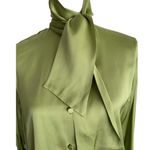 Gucci Green Silk Blouse with Tie-Neck size 40 medium or 6/8 Photo 3