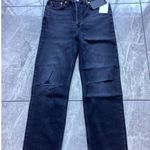 RE/DONE  70s Ultra High Rise Stove Pipe Faded Coal With Rips Black Straight Leg Photo 0