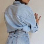 We Wore What denim chambray shirt Top Medium/Large oversized boyfriend Photo 6