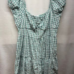 Zaful  Teal White Gingham Square Neck Tiered Ruffle Mini Dress Women's XL Photo 0