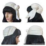 Vintage Ivory Wrap Gown w/ Rosette Detail ILGWU USA and hat wedding Dress XS Photo 11