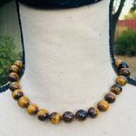 Tiger’s Eye Round Beaded Chunky Collar Choker Necklace Brown Photo 4