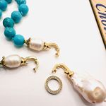 Handmade Genuine Turquoise Necklace With Large Natural Baroque Pearl Pendant Photo 5