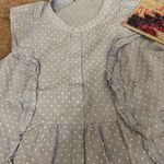 Madewell  swiss dotted ruffle blue & white top size L Photo 7