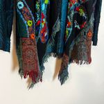 Soft Surroundings - Wool Silk Embroidered Peacock Fringe Duster Topper Cardigan Photo 4