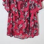 Torrid  Pink Floral Blouse with Ruffle Neckline and Shoulder Cut Outs Size 2X Photo 2