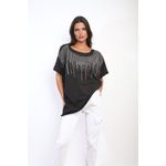 BaeVely NWOT Boutique Silver Sequin Embellished Black T Photo 7